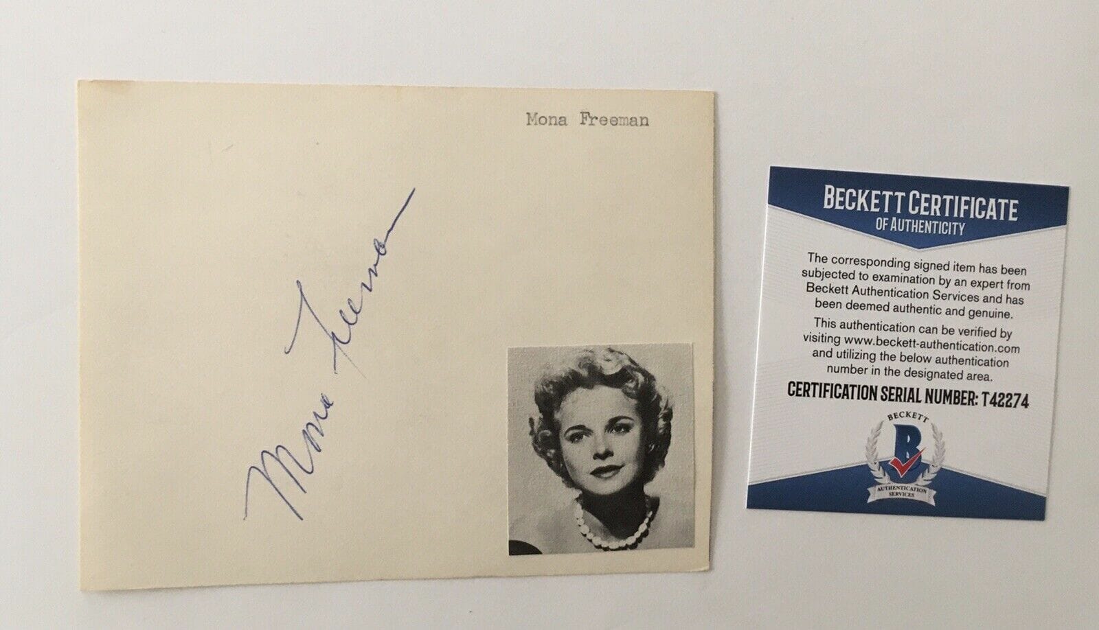 Mona Freeman Signed Autographed 4x5 Card BAS Beckett Certified Actress
Opens in a new window or tab