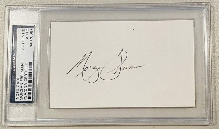 MORGAN FREEMAN SIGNED AUTOGRAPHED 3×5 CARD PSA DNA CERTIFIED SLABBED
 COLLECTIBLE MEMORABILIA