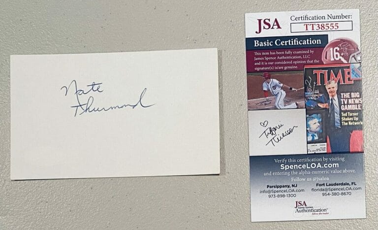 NATE THURMOND SIGNED AUTOGRAPHED 3×5 CARD JSA CERT HOF GOLDEN STATE WARRIORS
 COLLECTIBLE MEMORABILIA