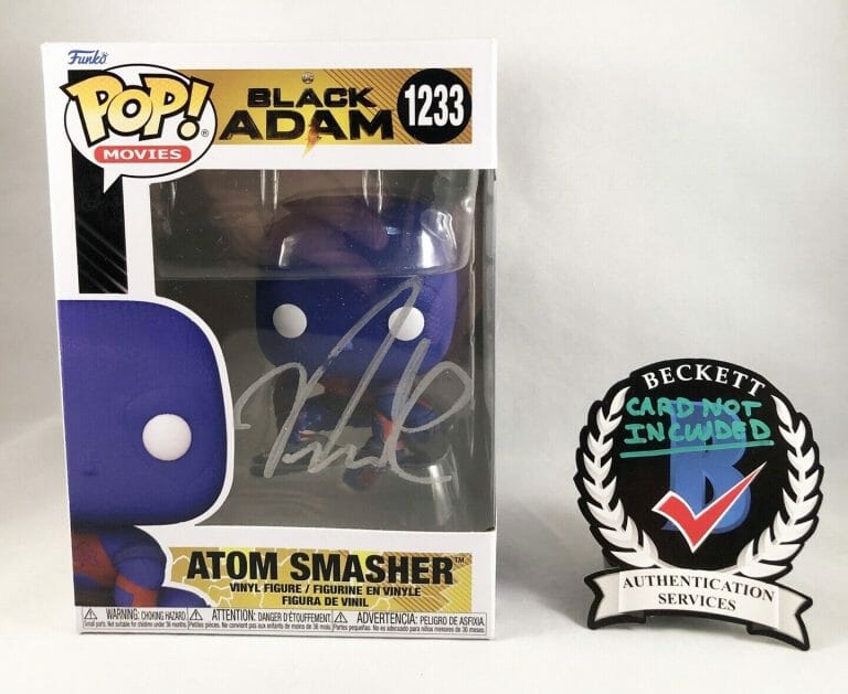 NOAH CENTINEO SIGNED FUNKO POP BLACK ADAM ATOM SMASHER BECKETT BAS COA COLLECTIBLE MEMORABILIA