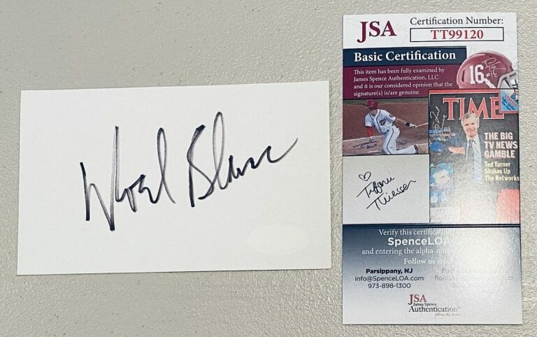 NOEL BLANC SIGNED AUTOGRAPHED 3×5 CARD JSA CERTIFIED LOONEY TUNES MEL
 COLLECTIBLE MEMORABILIA