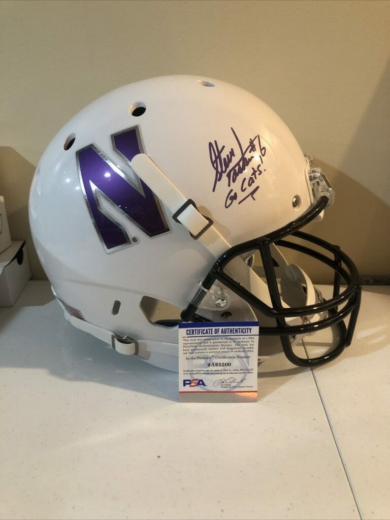 NORTHWESTERN WILDCATS- STEVE TASKER SIGNED AUTOGRAPH FULL SIZE HELMET PSA COA COLLECTIBLE MEMORABILIA