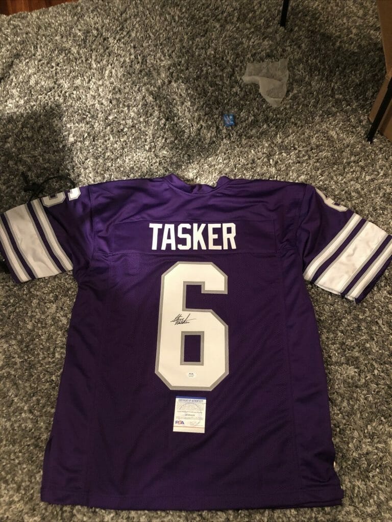 NORTHWESTERN WILDCATS- STEVE TASKER SIGNED AUTOGRAPH JERSEY PSA COA BILLS COLLECTIBLE MEMORABILIA