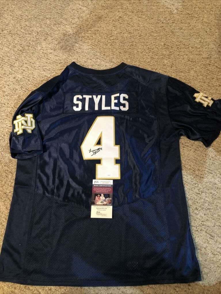 NOTRE DAME FIGHTING IRISH- LORENZO STYLES SIGNED AUTOGRAPH JERSEY JSA COA COLLECTIBLE MEMORABILIA