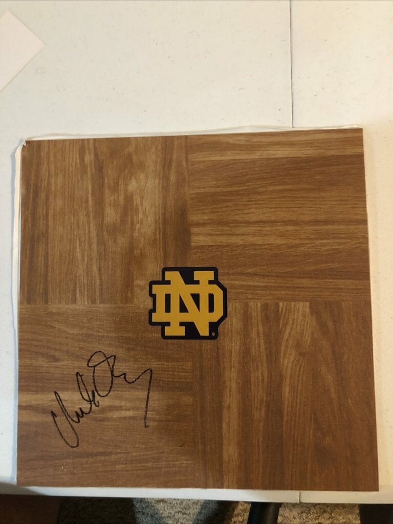 NOTRE DAME FIGHTING IRISH- MIKE BREY SIGNED AUTOGRAPH 12×12 FLOOR BOARD COA COLLECTIBLE MEMORABILIA