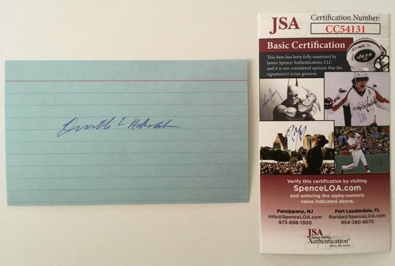 ORVILLE REDENBACHER SIGNED AUTOGRAPHED 3×5 CARD JSA CERTIFIED POPCORN
 COLLECTIBLE MEMORABILIA