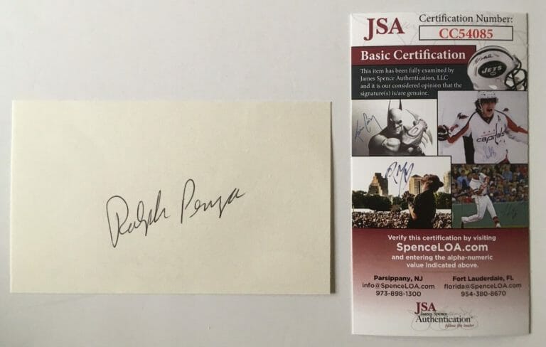 PALPH PENZA SIGNED AUTOGRAPHED 3×5 CARD JSA CERTIFIED NBC NEWS ANCHOR REPORTER
 COLLECTIBLE MEMORABILIA
