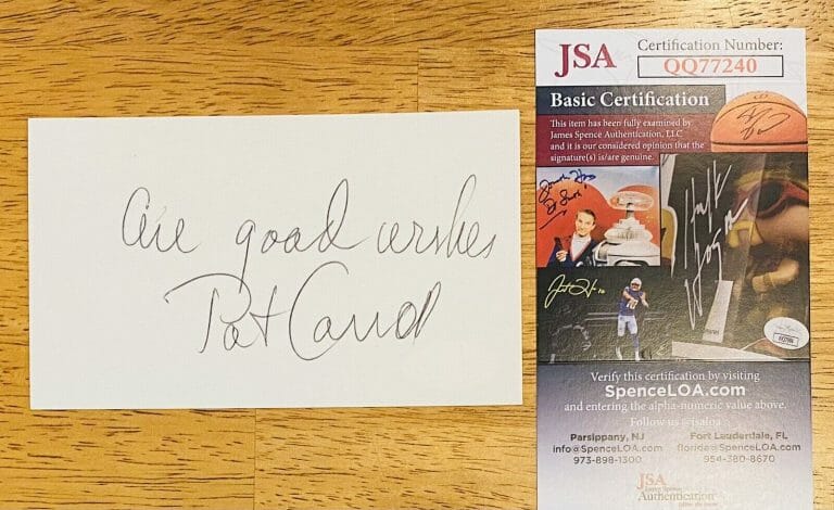 PAT CARROLL SIGNED AUTOGRAPHED 3×5 CARD JSA CERTIFIED THE LITTLE MERMAID URSULA
 COLLECTIBLE MEMORABILIA