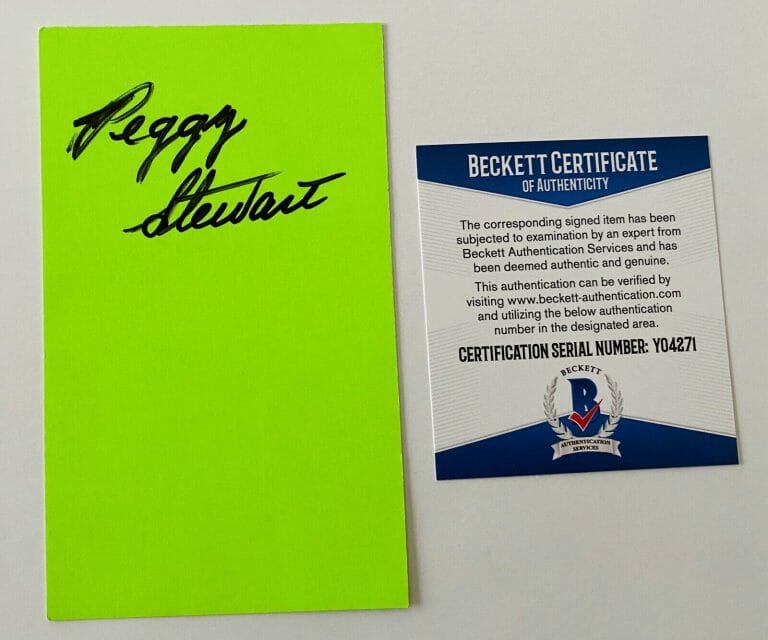 PEGGY STEWART SIGNED AUTOGRAPHED 3×5 CARD BAS BECKETT CERT WESTERNS THE OFFICE
 COLLECTIBLE MEMORABILIA