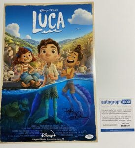 PETE DOCTER PRODUCER AUTOGRAPHED SIGNED 12×18 LUCA RARE ACOA TOY STORY UP
 COLLECTIBLE MEMORABILIA
