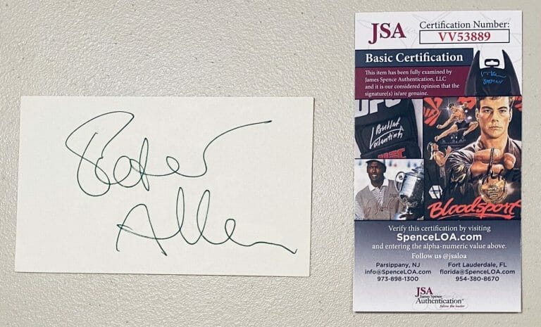 PETER ALLEN SIGNED AUTOGRAPHED 3×5 CARD JSA ARTHUR’S THEME I HONESTLY LOVE YOU
 COLLECTIBLE MEMORABILIA