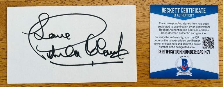 PETULA CLARK SIGNED AUTOGRAPHED 3×5 CARD BECKETT BAS CERTIFIED
 COLLECTIBLE MEMORABILIA