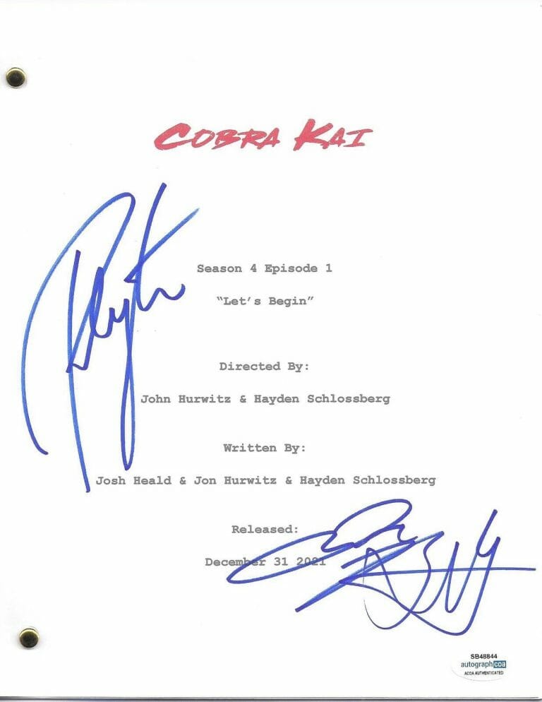 PEYTON LIST JACOB BERTRAND COBRA KAI SIGNED AUTOGRAPH SCRIPT ACOA SEASON 4 TV COLLECTIBLE MEMORABILIA