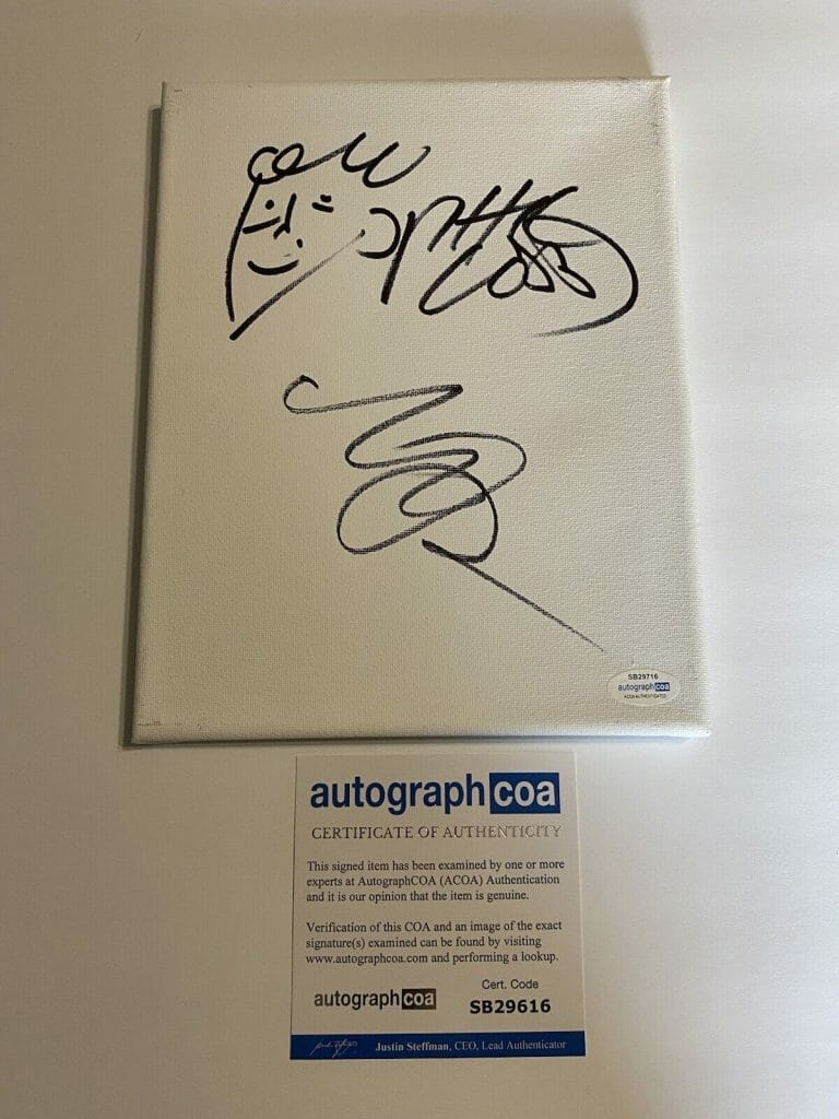 PHIL LORD MICHAEL RIANDA SIGNED AUTO 8×10 CANVAS SKETCH MITCHELL VS THE MACHINES
 COLLECTIBLE MEMORABILIA