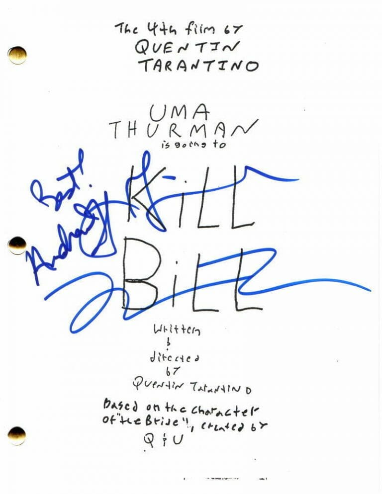 QUENTIN TARANTINO & LUCY LIU SIGNED AUTOGRAPH KILL BILL FULL MOVIE SCRIPT – RARE COLLECTIBLE MEMORABILIA