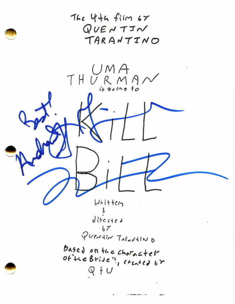 QUENTIN TARANTINO & LUCY LIU SIGNED AUTOGRAPH KILL BILL FULL MOVIE SCRIPT - RARE