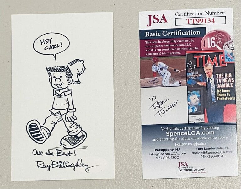 RAY BILLINGSLEY SIGNED AUTOGRAPHED 3×5 CARD W SKETCH JSA CARTOONIST CURTIS 1
COLLECTIBLE MEMORABILIA
