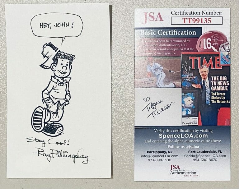 RAY BILLINGSLEY SIGNED AUTOGRAPHED 3×5 CARD W SKETCH JSA CARTOONIST CURTIS 2
 COLLECTIBLE MEMORABILIA