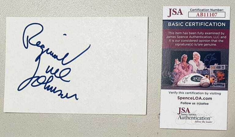 REGINALD VELJOHNSON SIGNED AUTOGRAPHED 4×6 CARD JSA CERTIFIED DIE HARD
 COLLECTIBLE MEMORABILIA