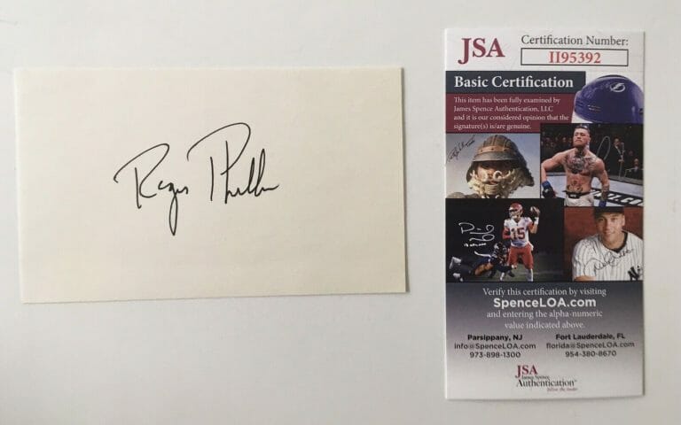 REGIS PHILBIN SIGNED AUTOGRAPHED 3×5 CARD JSA CERTIFIED
 COLLECTIBLE MEMORABILIA
