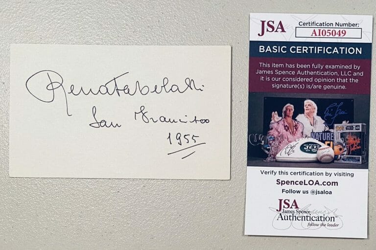 RENATA TEBALDI SIGNED AUTOGRAPHED 3×5 CARD JSA CERT OPERA SINGER SOPRANO
 COLLECTIBLE MEMORABILIA