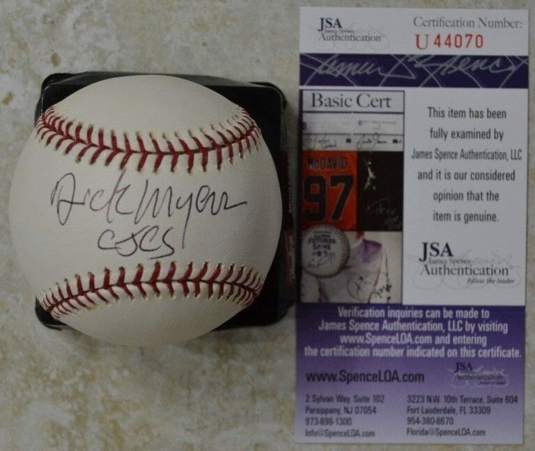 RICHARD “DICK” MYERS SIGNED OMLB BASEBALL W/ JSA COA #U44070 CJCS GENERAL COLLECTIBLE MEMORABILIA