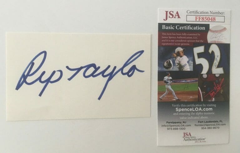 RIP TAYLOR SIGNED AUTOGRAPHED 3×5 CARD JSA CERTIFIED
 COLLECTIBLE MEMORABILIA