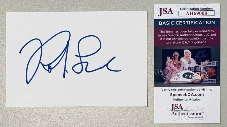 ROB LOWE SIGNED AUTOGRAPHED 4×6 CARD JSA CERT WEST WING PARKS AND RECREATION
 COLLECTIBLE MEMORABILIA
