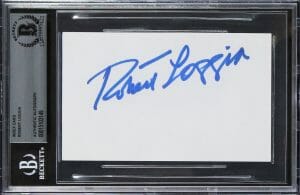 ROBERT LOGGIA SCARFACE AUTHENTIC SIGNED 3×5 INDEX CARD AUTOGRAPHED BAS SLABBED COLLECTIBLE MEMORABILIA