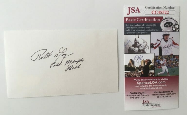 ROBERT MORGAN SIGNED AUTOGRAPHED 3×5 CARD JSA CERTIFIED COMMANDER MEMPHIS BELLE
 COLLECTIBLE MEMORABILIA