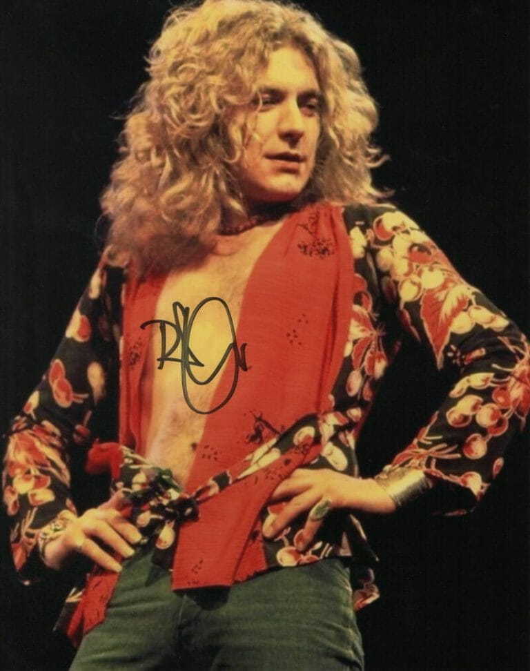 ROBERT PLANT SIGNED AUTOGRAPH 8X10 PHOTO – LED ZEPPELIN IV VERY RARE W/ JSA COLLECTIBLE MEMORABILIA