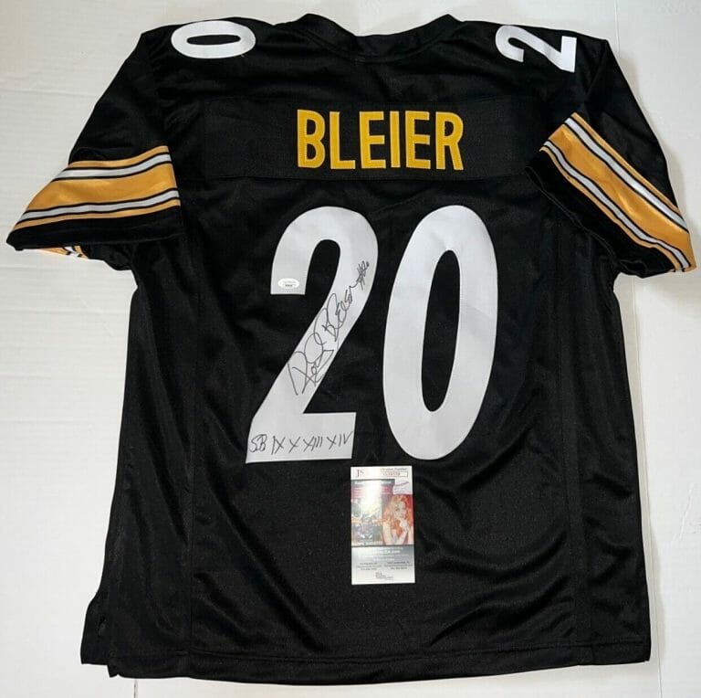 ROCKY BLEIER PITTSBURGH STEELERS SIGNED CUSTOM JERSEY AUTOGRAPHED W/ INSCRIP JSA COLLECTIBLE MEMORABILIA
