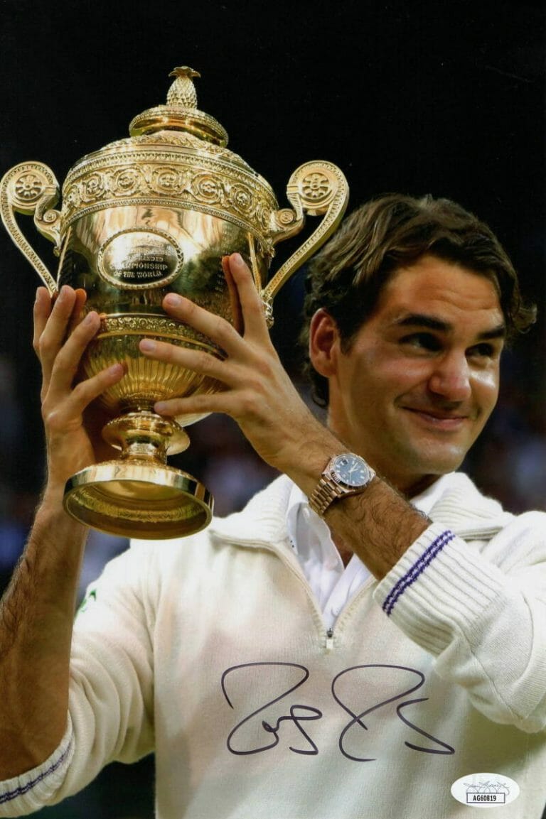 ROGER FEDERER SIGNED AUTOGRAPH 8×12 PHOTO – WIMBLEDON US OPEN CHAMPION JSA COA COLLECTIBLE MEMORABILIA