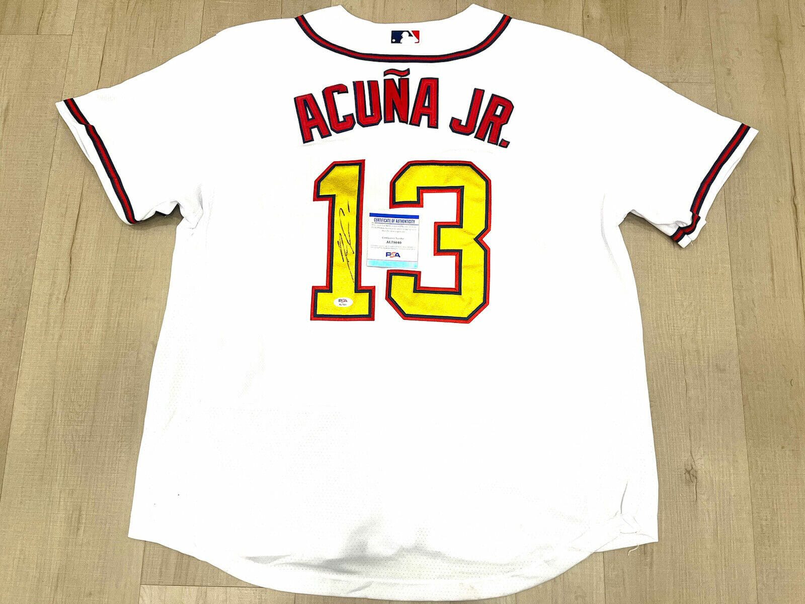 Ronald Acuna Jr hand signed Championship Gold Atlanta Braves Jersey PSA DNA