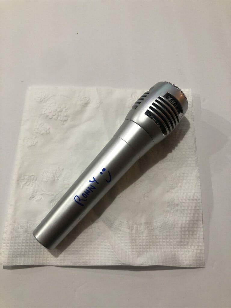 RONNY CHIENG SIGNED AUTOGRAPH MICROPHONE ACOA COA DAILY SHOW SHANG CHI COLLECTIBLE MEMORABILIA