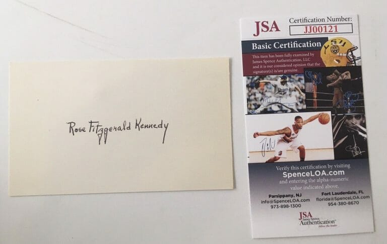 ROSE FITZGERALD KENNEDY SIGNED AUTOGRAPHED 3×5 CARD JSA CERTIFIED JOHN JFK
 COLLECTIBLE MEMORABILIA