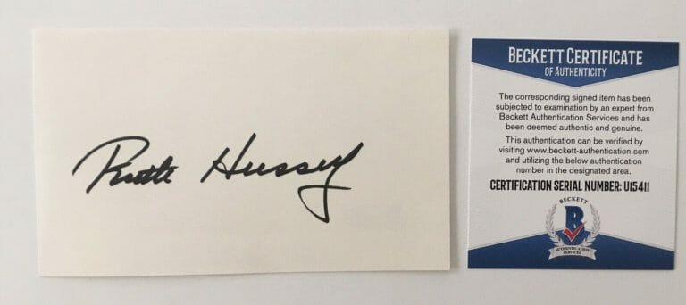RUTH HUSSEY SIGNED AUTOGRAPHED 3×5 CARD BAS BECKETT CERT THE PHILADELPHIA STORY
 COLLECTIBLE MEMORABILIA