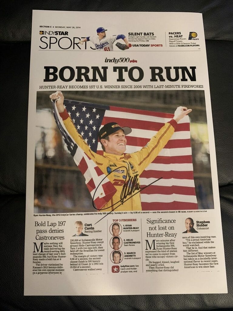 RYAN HUNTER REAY SIGNED 11 X17 POSTER INDIANAPOLIS INDY 500 NEWSPAPER PRINT 2014
 COLLECTIBLE MEMORABILIA