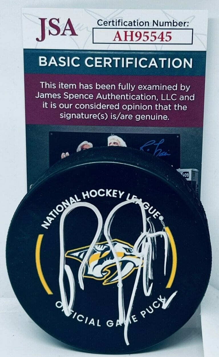 RYAN JOHANSEN SIGNED NASHVILLE PREDATORS OFFICIAL GAME PUCK AUTOGRAPHED JSA COLLECTIBLE MEMORABILIA