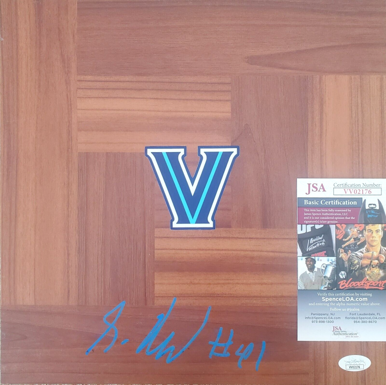 SADDIQ BEY SIGNED FLOORBOARD JSA COA #VV02176 VILLANOVA WILDCATS DETROIT PISTONS COLLECTIBLE MEMORABILIA
