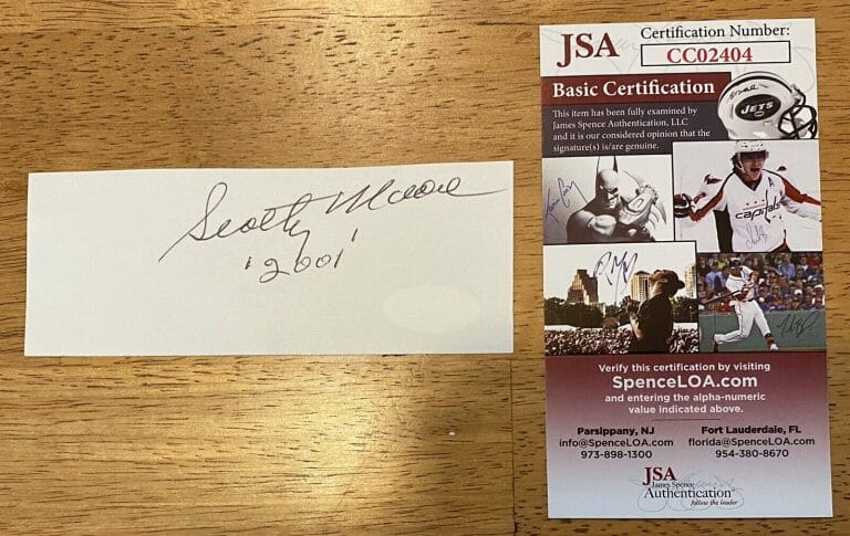SCOTTY MOORE SIGNED AUTOGRAPHED 2×5 CARD JSA CERTIFIED ELVIS GUITARIST
 COLLECTIBLE MEMORABILIA