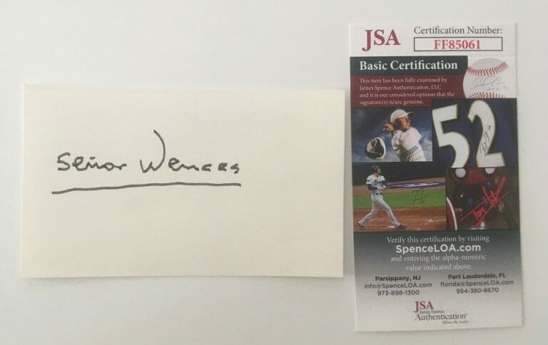 SEñOR WENCES SIGNED AUTOGRAPHED 3×5 CARD JSA CERTIFIED VENTRILOQUIST SENOR
 COLLECTIBLE MEMORABILIA