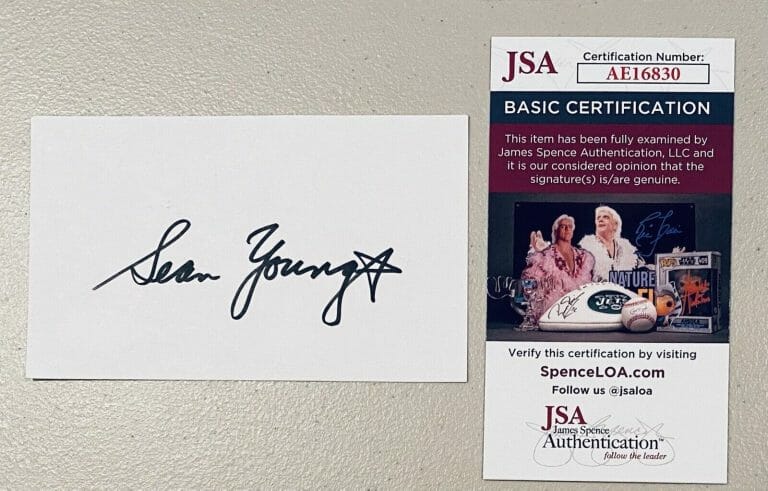 SEAN YOUNG SIGNED AUTOGRAPHED 3×5 CARD JSA CERTIFIED ACE VENTURA BLADE RUNNER
 COLLECTIBLE MEMORABILIA