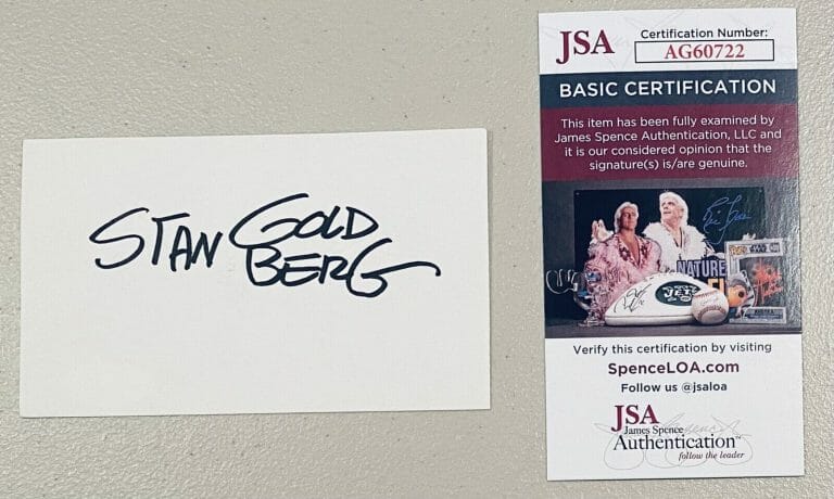 STAN GOLDBERG SIGNED AUTOGRAPHED 3×5 CARD JSA CERTIFIED ARCHIE COMICS CARTOONIST
 COLLECTIBLE MEMORABILIA