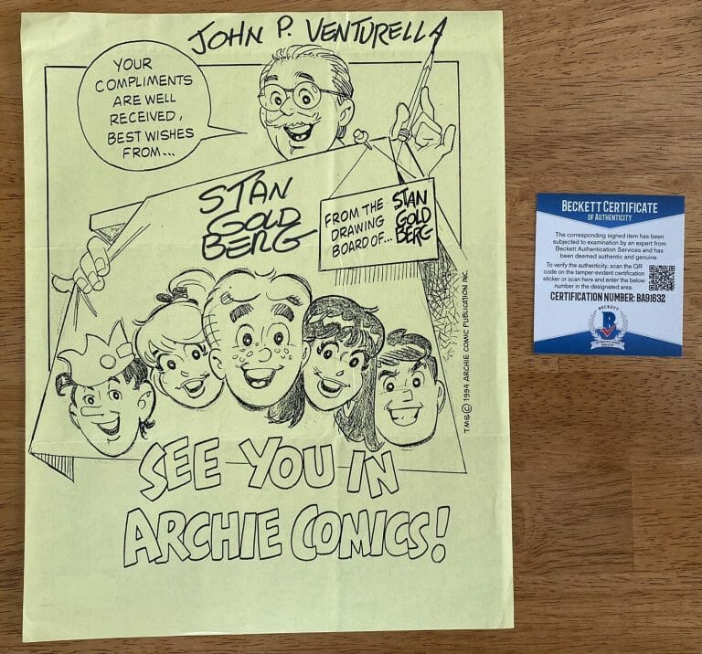 STAN GOLDBERG SIGNED AUTOGRAPHED 8.5 X 11 SHEET BECKETT BAS CERT ARCHIE COMICS 2
 COLLECTIBLE MEMORABILIA