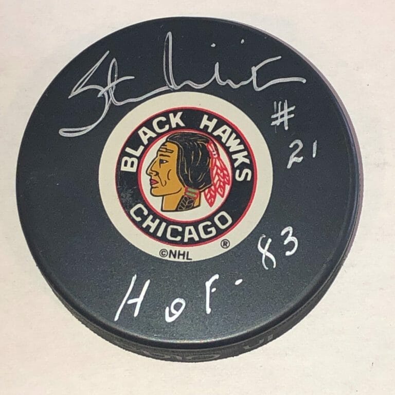 STAN MIKITA SIGNED CHICAGO BLACKHAWKS ORIGINAL 6 PUCK BECKETT BAS & HOF INSCRIP COLLECTIBLE MEMORABILIA