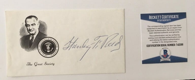 STANLEY REED SIGNED AUTOGRAPHED FIRST DAY COVER BAS BECKETT CERT SUPREME COURT
 COLLECTIBLE MEMORABILIA
