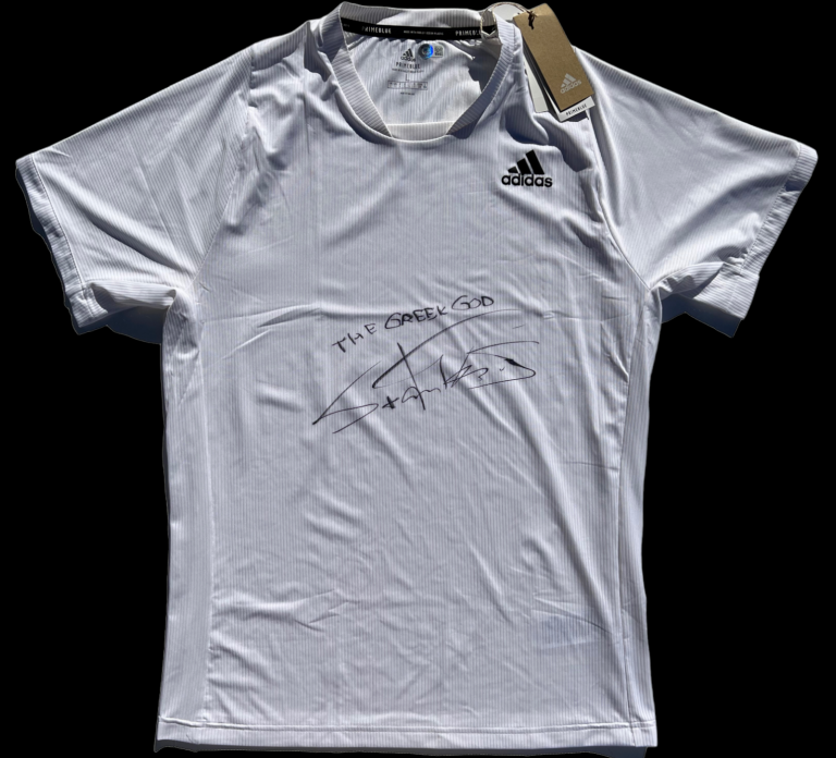 STEFANOS TSITSIPAS SIGNED ADIDAS TENNIS SHIRT POLO FRENCH OPEN AUTO BECKETT BAS COLLECTIBLE MEMORABILIA
