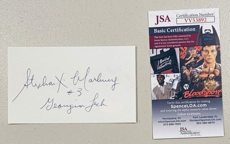 STEPHON MARBURY SIGNED AUTOGRAPHED 3×5 CARD JSA CERTED VINTAGE COLLEGE SIGNATURE
 COLLECTIBLE MEMORABILIA