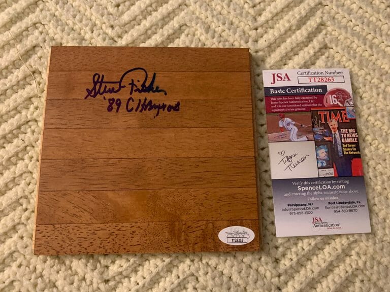STEVE FISHER BASKETBALL SIGNED 6 X 6 WOOD FLOOR TILE JSA AUTHENTICATED COA COACH
 COLLECTIBLE MEMORABILIA